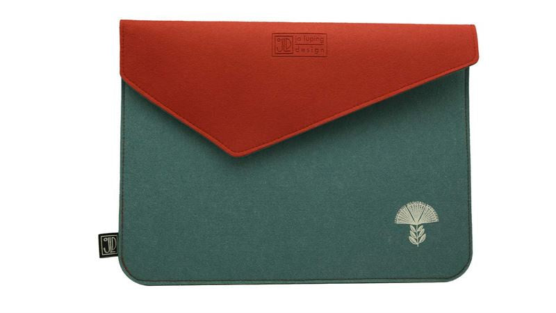 Ecofelt Laptop Bag - Pohutukawa Teal & Red