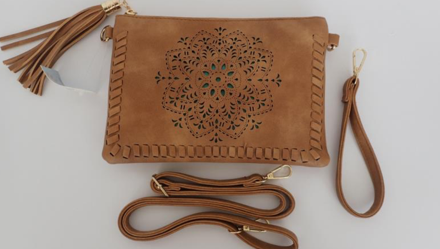 Mandala cut out Clutch Bag with Whip Stitch