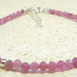 2mm Pink Tourmaline Facet Bead Bracelet