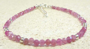 2mm Pink Tourmaline Facet Bead Bracelet