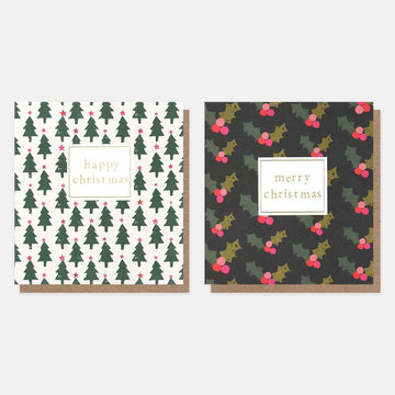 Trees / Holly 8 Pkt - Boxed Christmas Cards