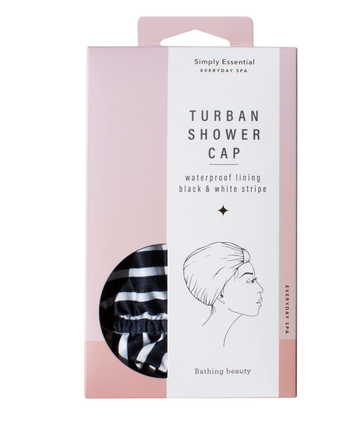 Turban Shower Cap - B&W Stripe
