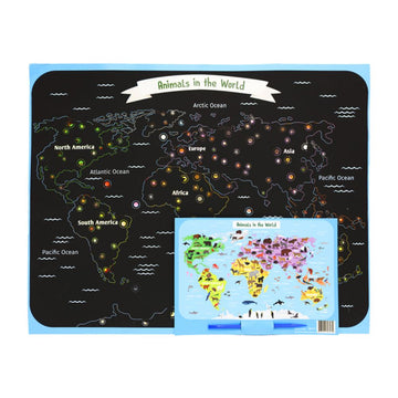 Colourful Kids DIY Animal Scratch Map