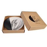 Coastal Toetoe Dipped Black on White - 10cm Porcelain Bowl