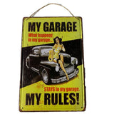 My Garage Rules - Raised Metal Wall Art