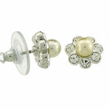 Crystal Flower & Pearl Stud