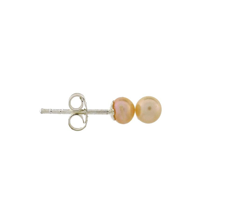 Pearl Stud Earrings - Peach - 4.5mm