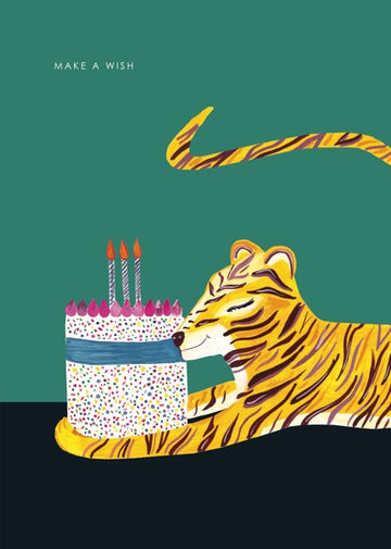 Tiger With Cake Card