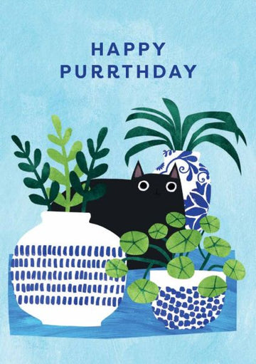 Card - Happy Purrthday Vases