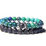 Men's Imperial Jasper & Lava Stone Bracelet Set