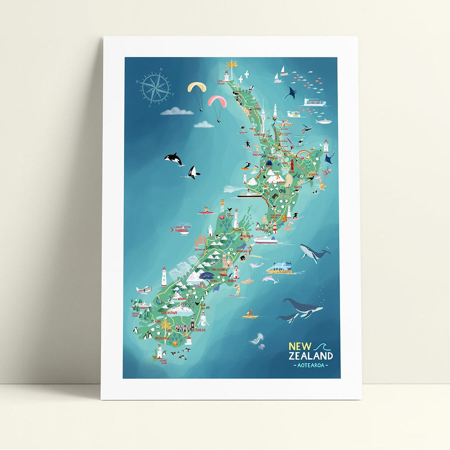 New Zealand Map - Print A3