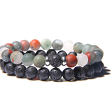 Men's Ocean Jasper & Lava Stone Bracelet Set