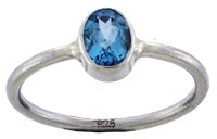 Blue Topaz Ring Oval - Sterling Silver