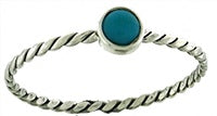 Turquoise Twist Band Ring - Silver