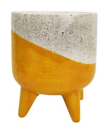 Avery Dot Planter with Legs Yellow Med 16cm