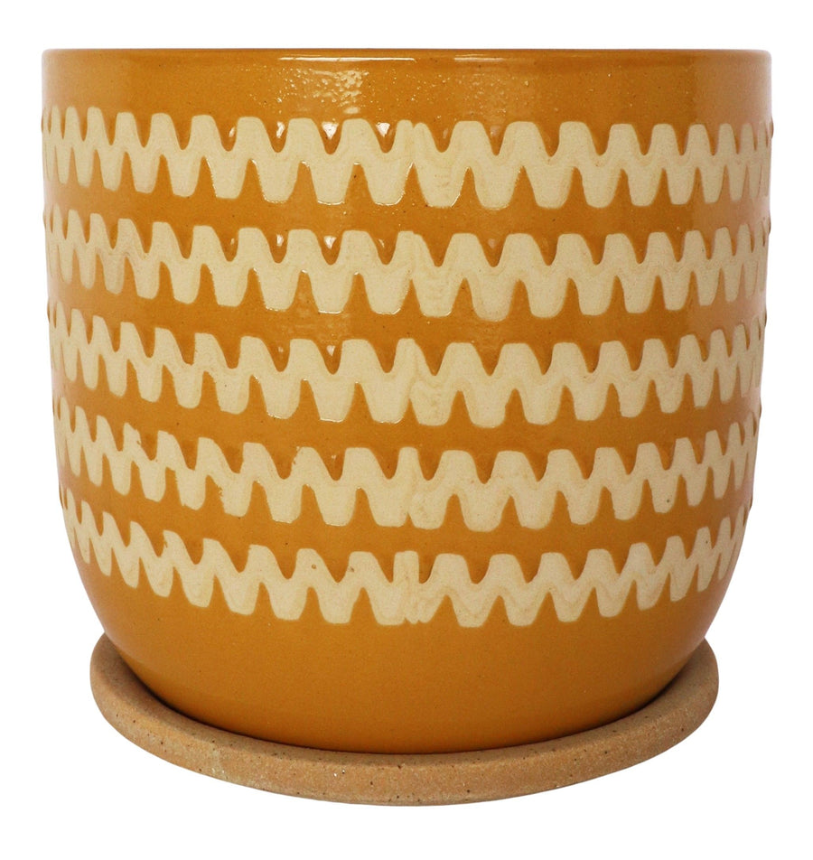 Onyx Planter with Saucer Mustard & Sand