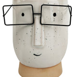 Blake With Glasses Tall Planter - White