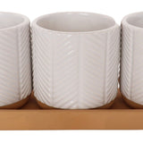 Zari Planters on Saucer - White
