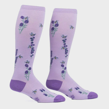 Women's Knee Socks - Bees & Lavender Stretch